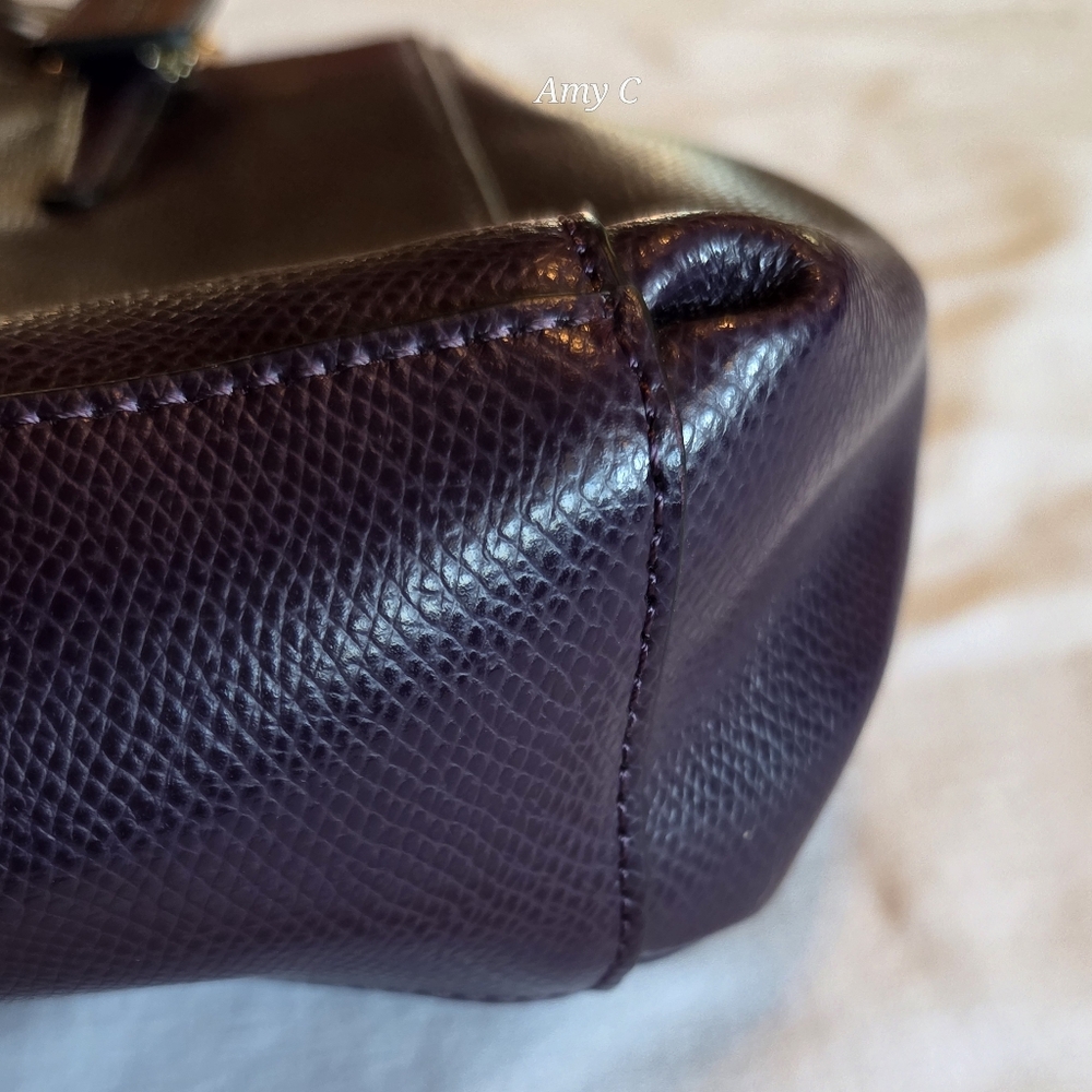 Coach Dark Purple Leather Shoulder Bag - Picture 8 of 12